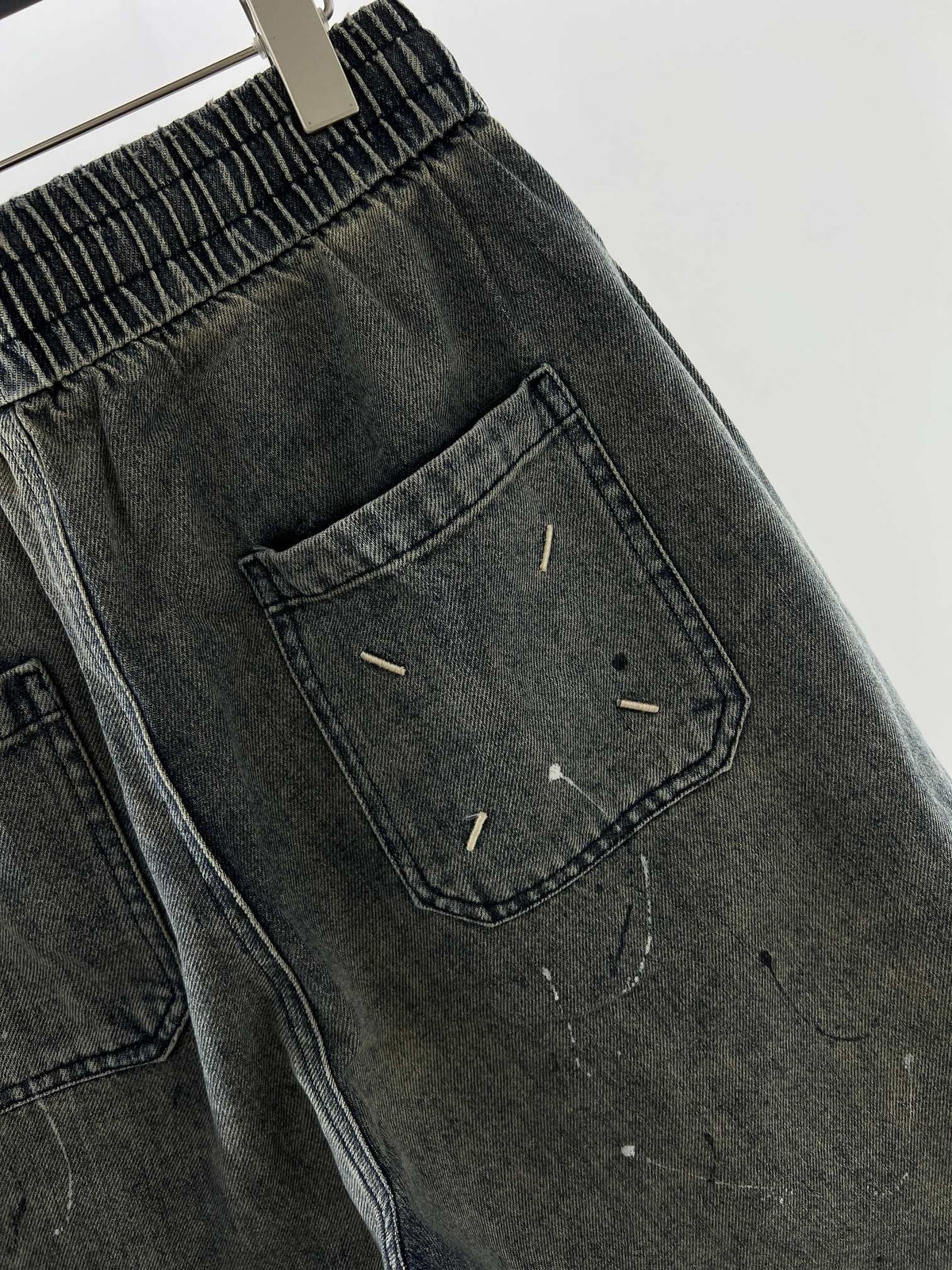 Grey Denim Washed Drawstring - Men's