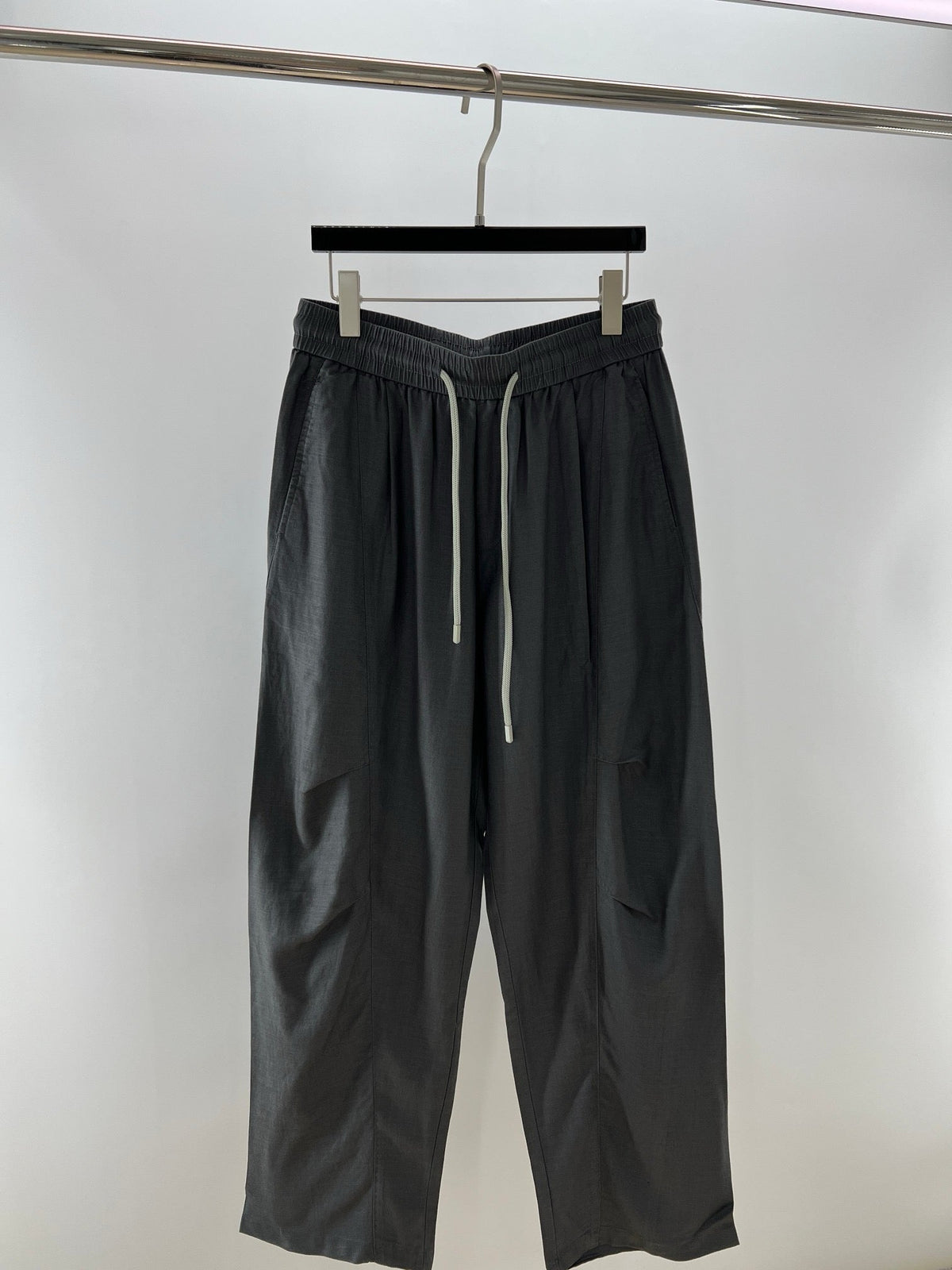 Black Cotton Drawstring Wide-Leg - Men's