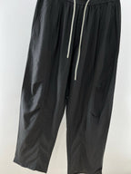 Black Cotton Drawstring Wide-Leg - Men's