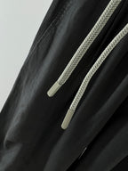 Black Cotton Drawstring Wide-Leg - Men's
