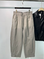 Beige Cotton Drawstring Wide-Leg - Men's