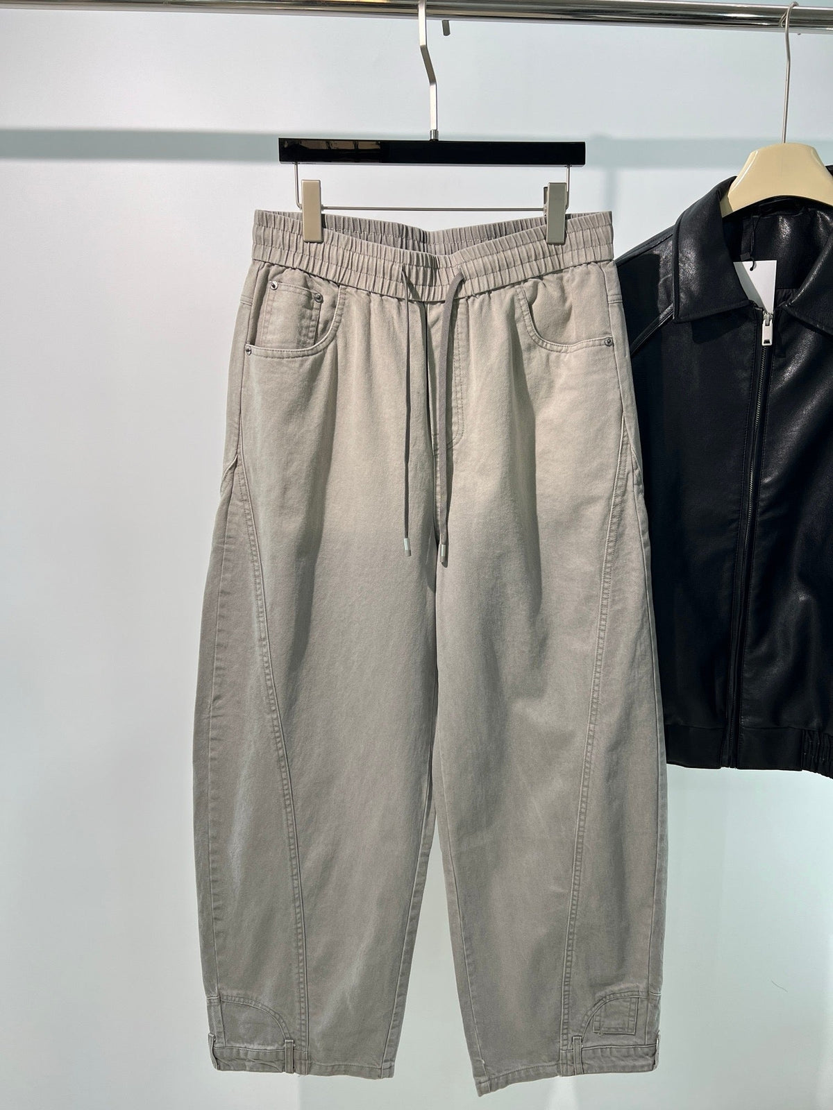 Beige Cotton Drawstring Wide-Leg - Men's