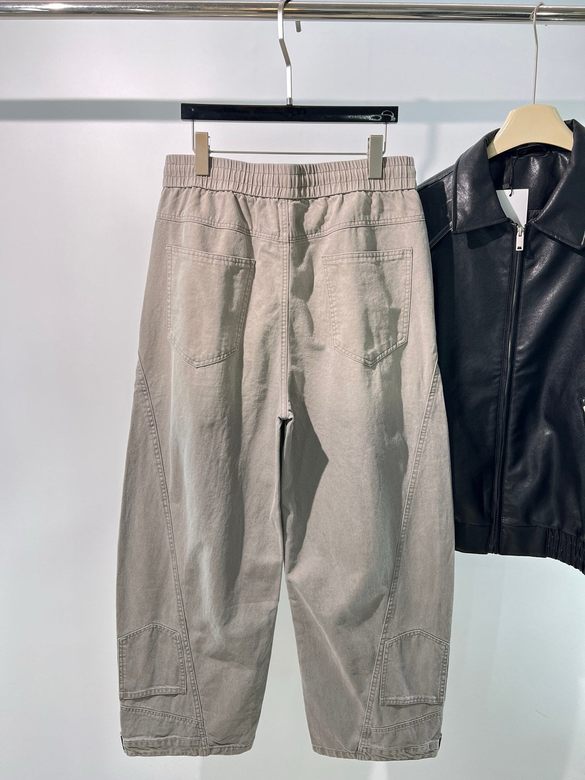 Beige Cotton Drawstring Wide-Leg - Men's