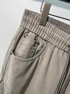 Beige Cotton Drawstring Wide-Leg - Men's