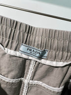 Beige Cotton Drawstring Wide-Leg - Men's