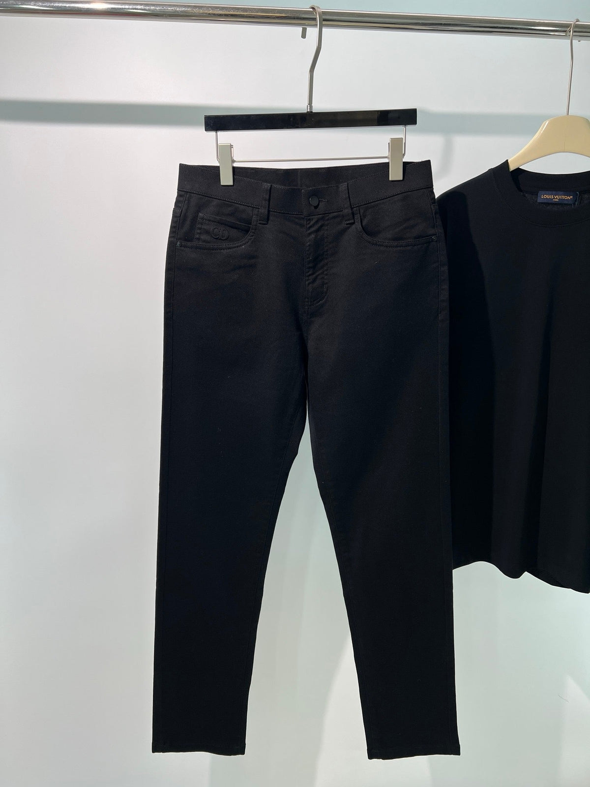 Black Wool Plain Straight - Women's