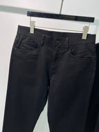 Black Wool Plain Straight - Women's