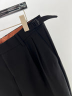 Black Wool Pleated Straight - Men's