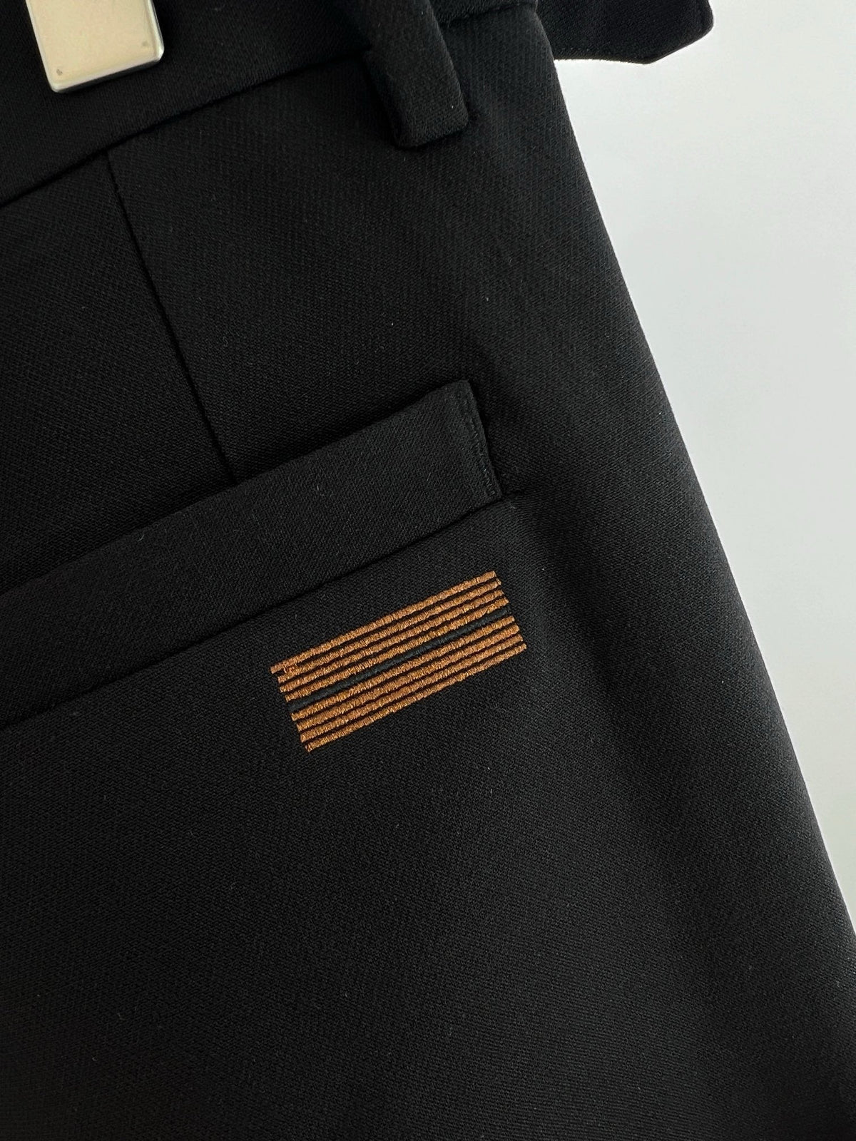 Black Wool Pleated Straight - Men's