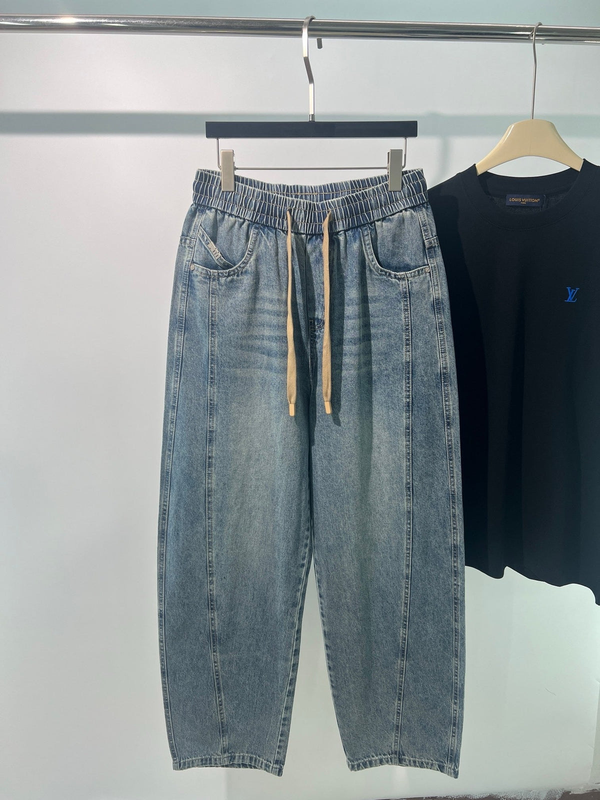 Blue Denim Drawstring Straight - Men's