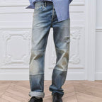 Blue Denim Panelled Straight - Men's