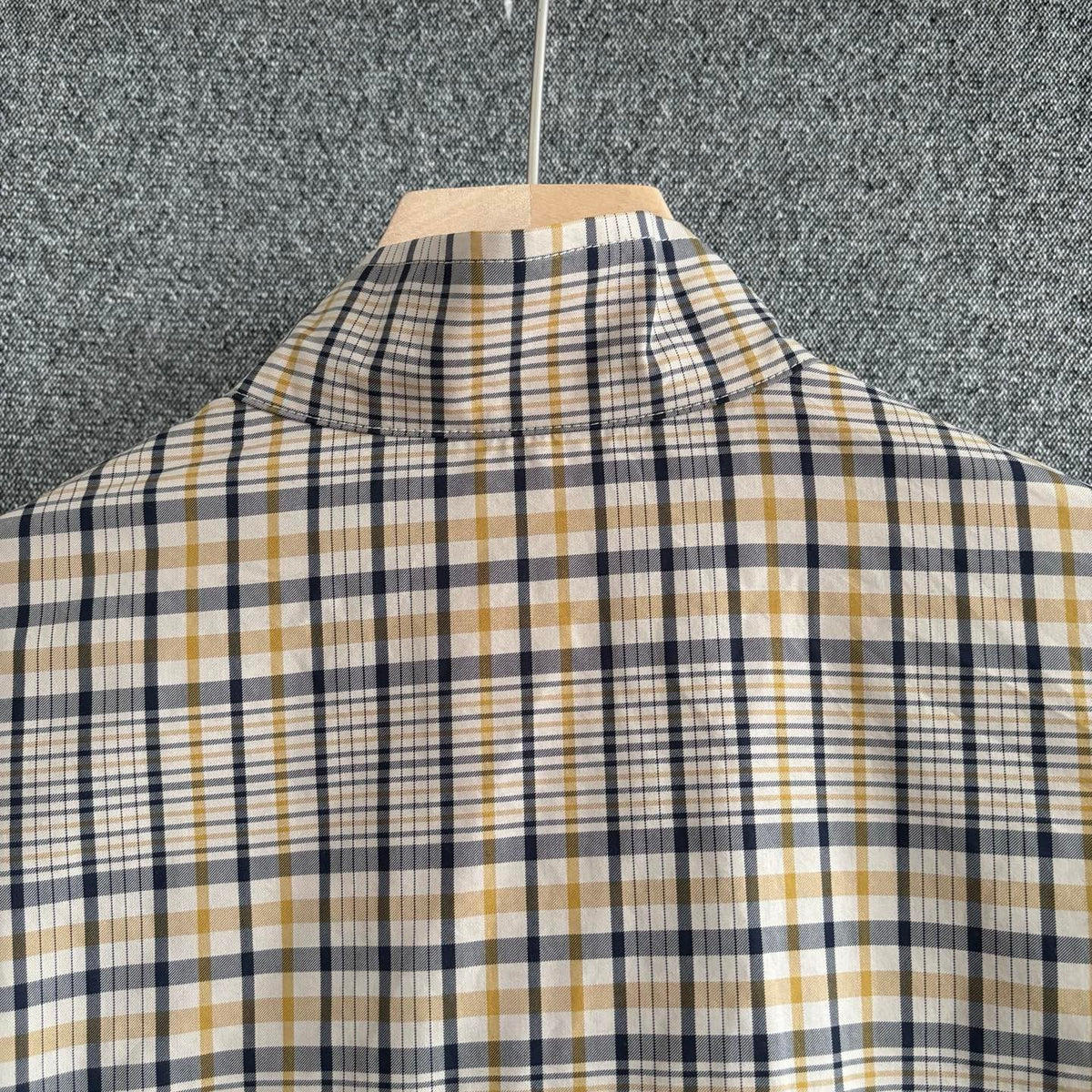 Cream Cotton Check Hooded - Men's