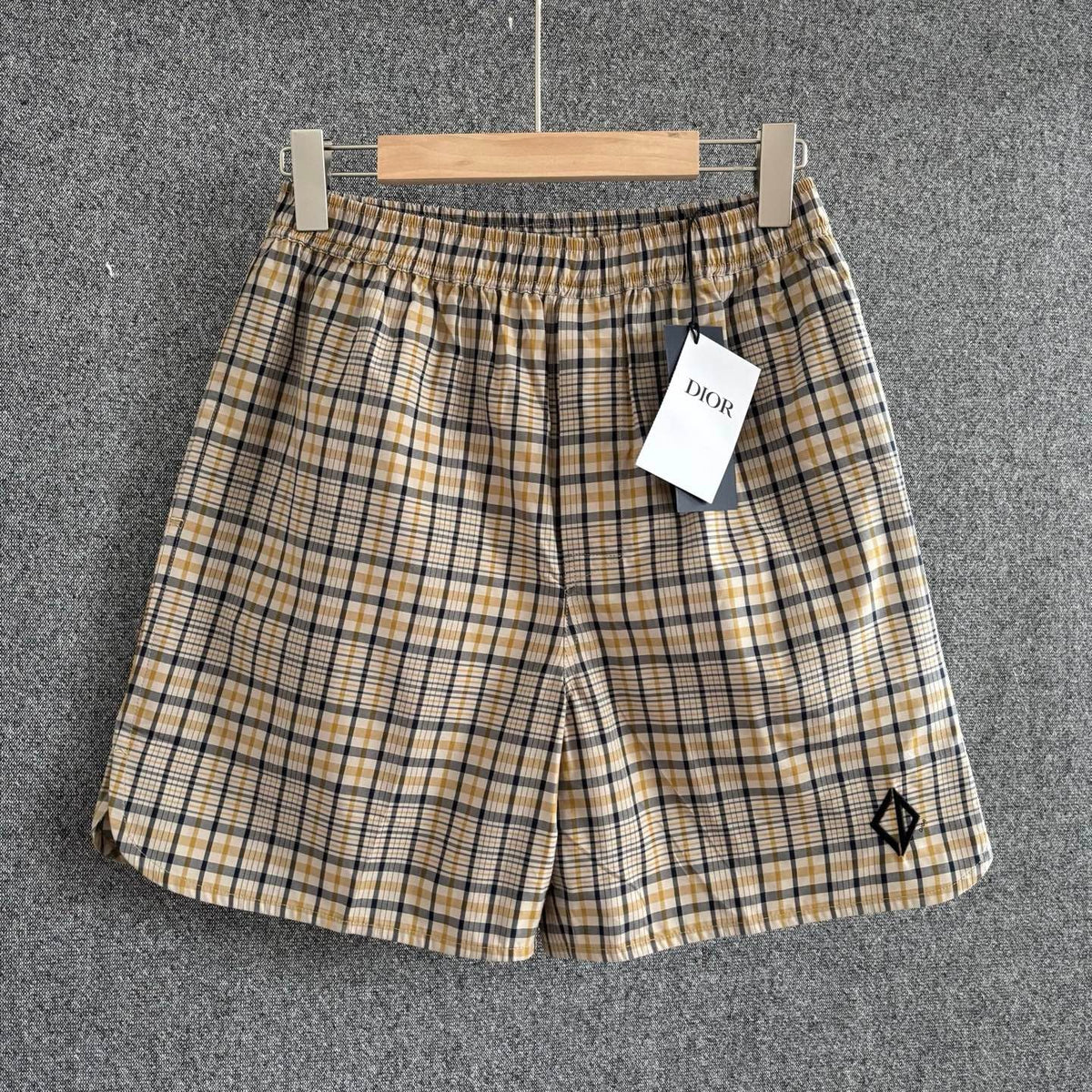 Beige Cotton Vintage Check Drawstring - Men's