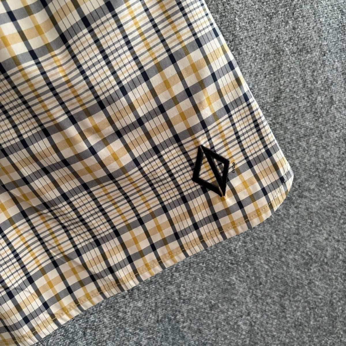 Beige Cotton Vintage Check Drawstring - Men's
