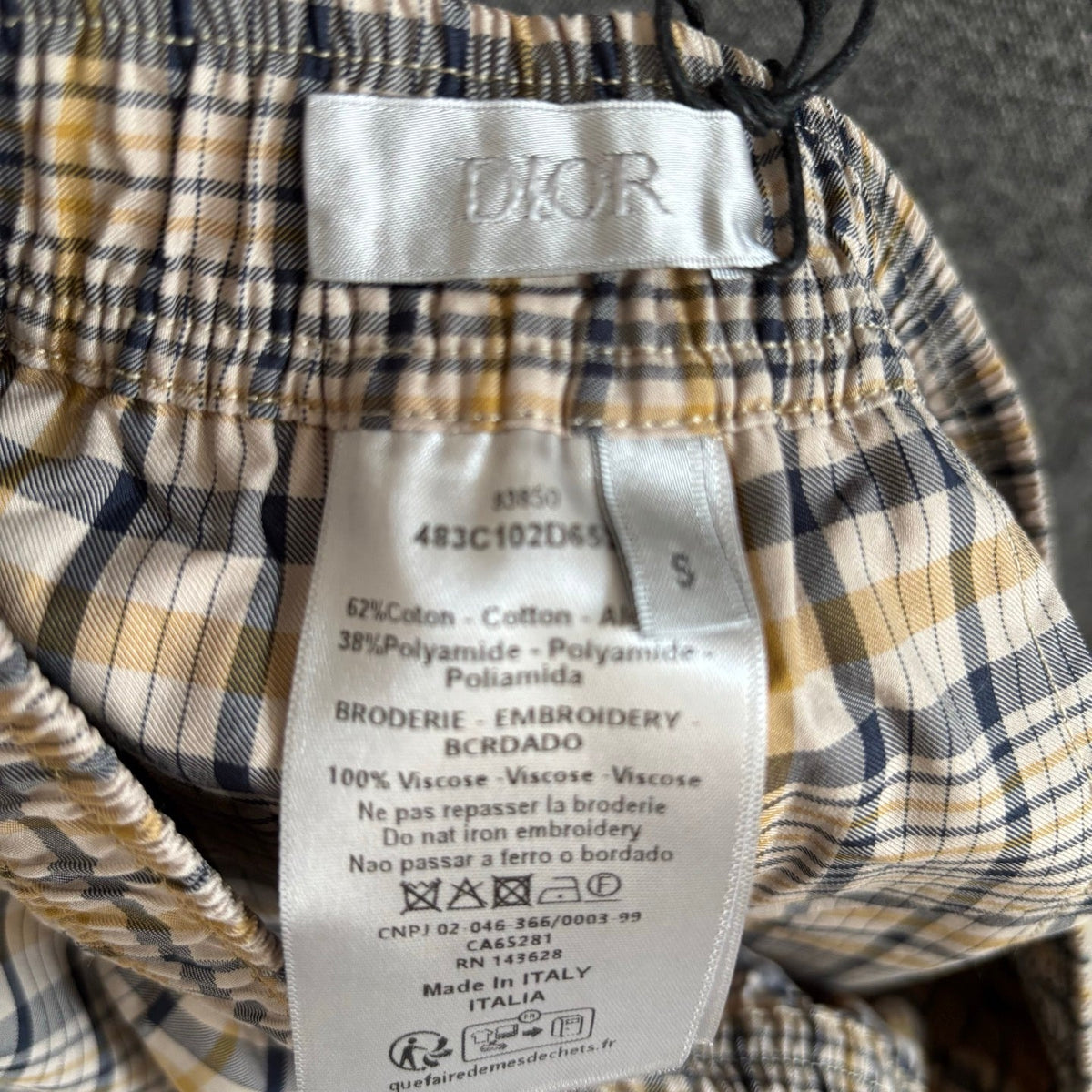 Beige Cotton Vintage Check Drawstring - Men's
