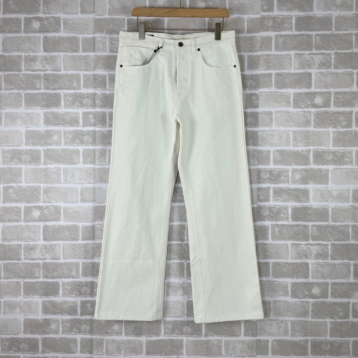 Cream Denim Plain Wide-Leg - Men's
