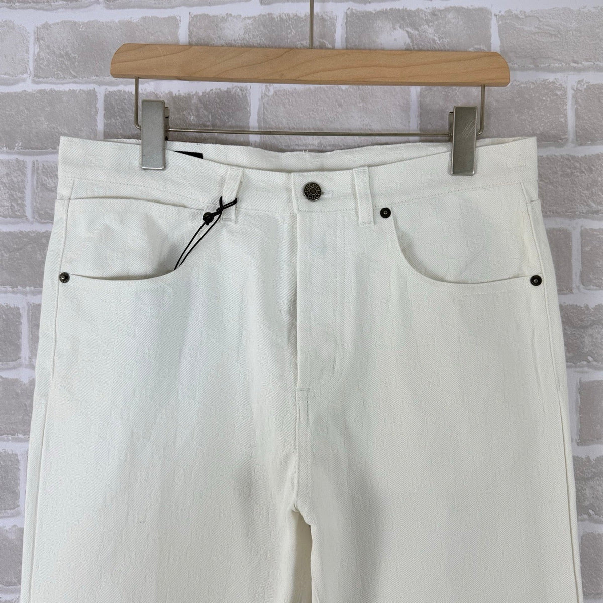 Cream Denim Plain Wide-Leg - Men's