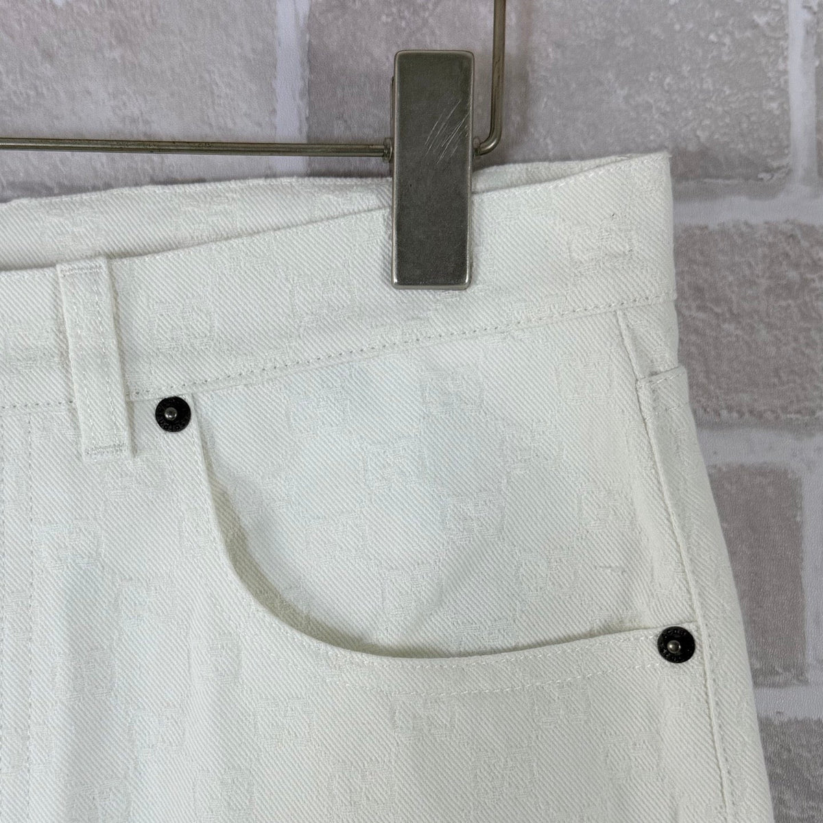 Cream Denim Plain Wide-Leg - Men's