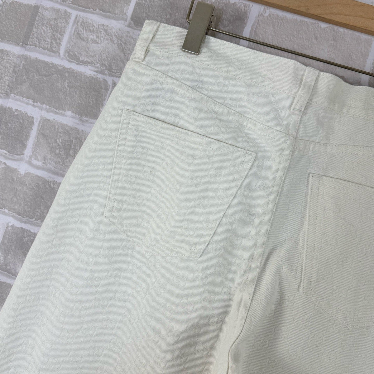 Cream Denim Plain Wide-Leg - Men's
