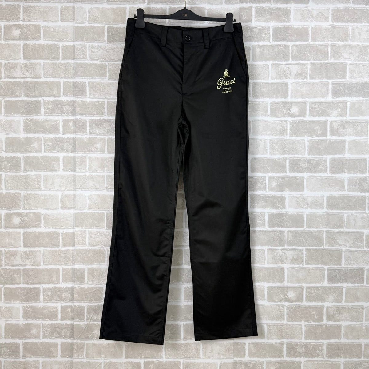 Black Cotton Embroidered Straight - Men's