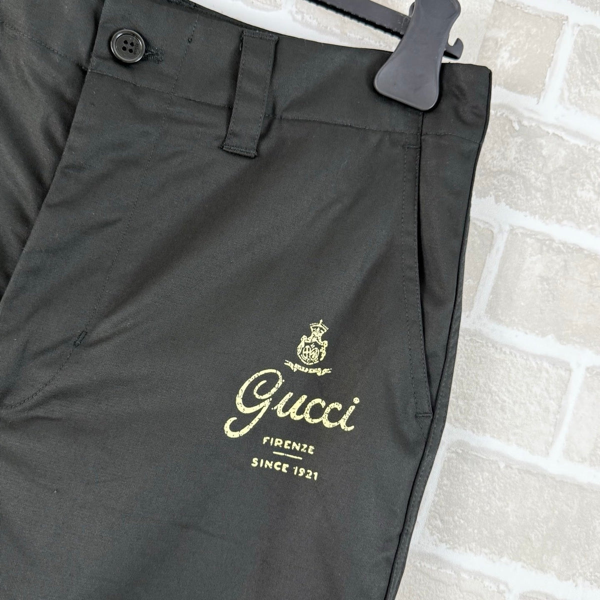 Black Cotton Embroidered Straight - Men's