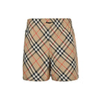 Beige Cotton Check Drawstring - Men's