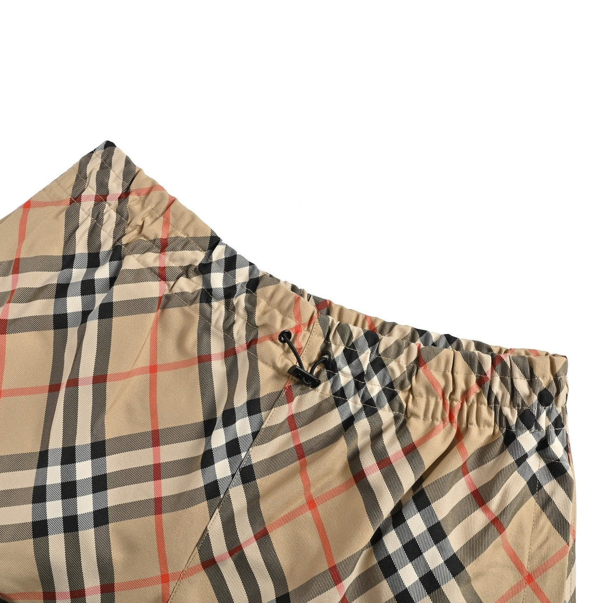 Beige Cotton Check Drawstring - Men's