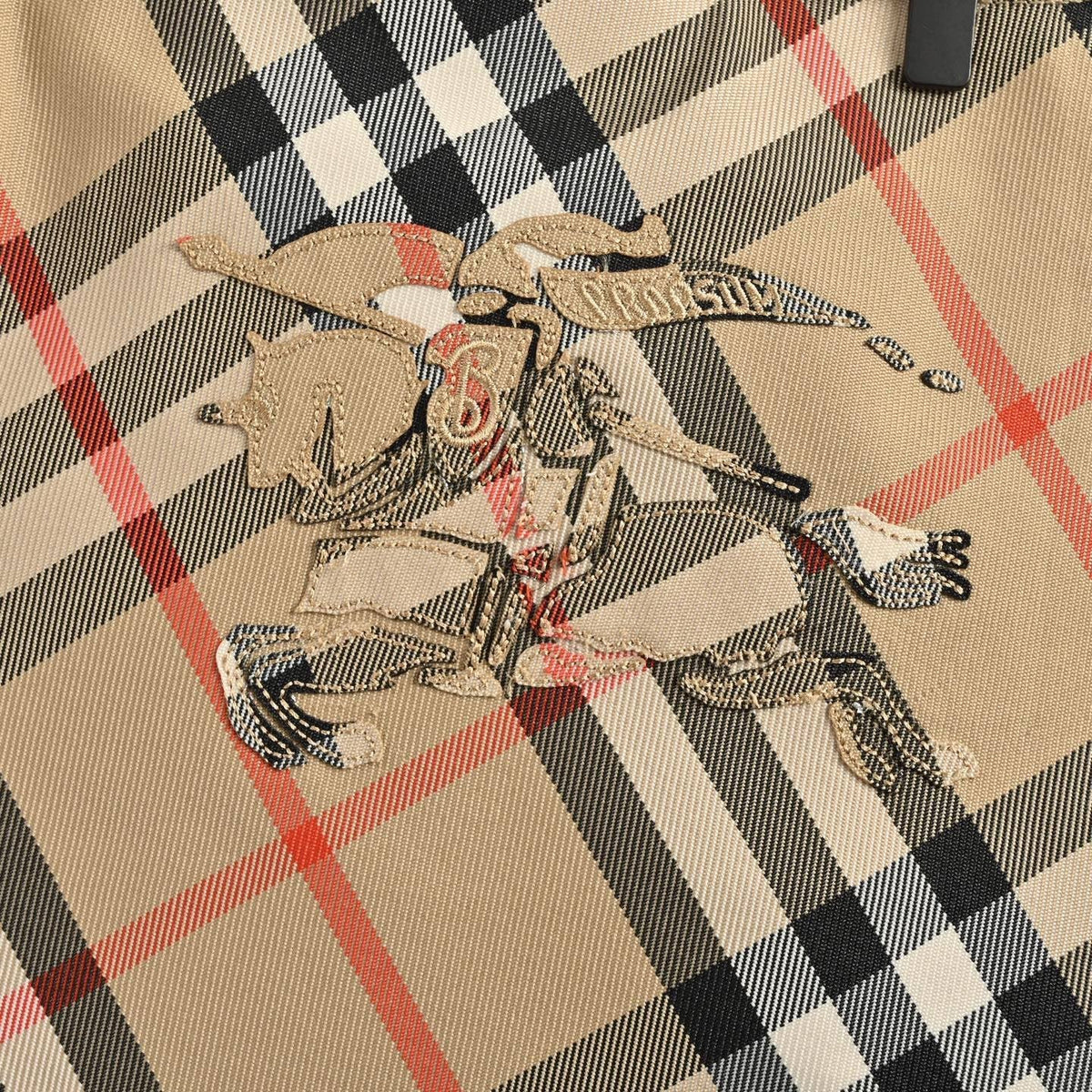 Beige Cotton Check Drawstring - Men's