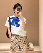 Beige Cotton Check Drawstring - Men's