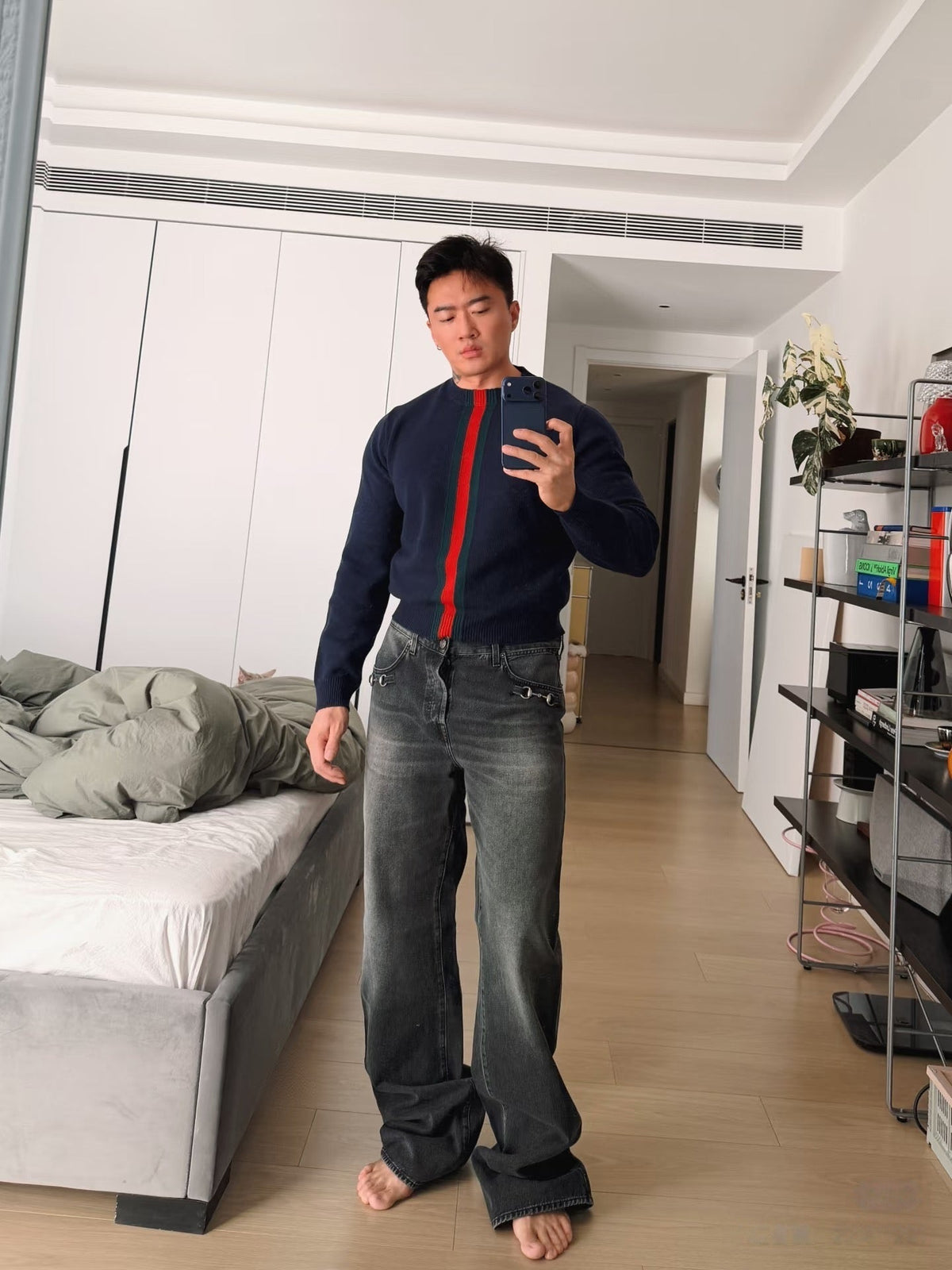 Grey Denim Faded Slim - Men's