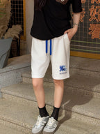 Cream Cotton Crest Drawstring - Men's