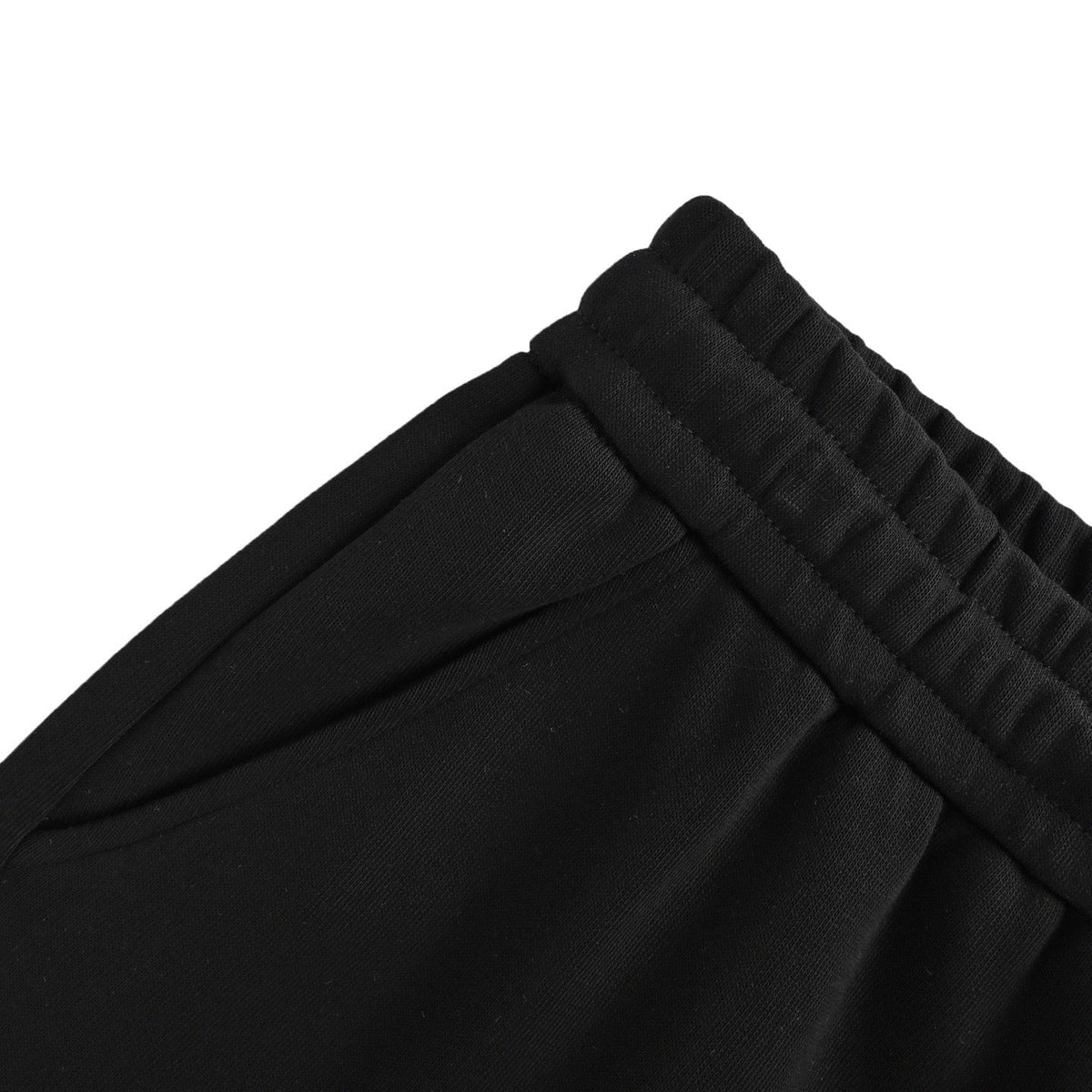 Black Cotton Side Patch Drawstring - Men's
