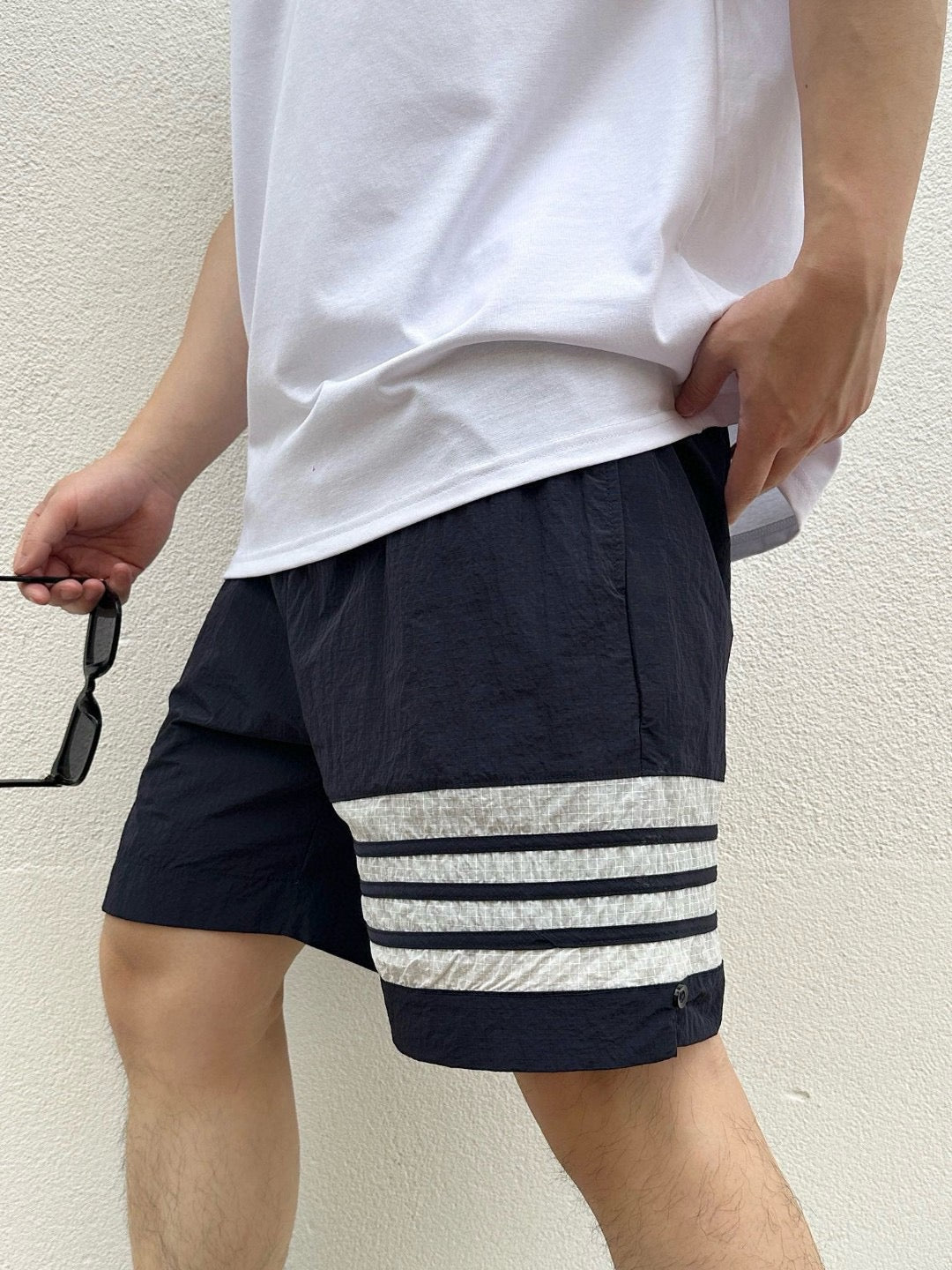 Navy Nylon Bar Stripe Athletic - Men's
