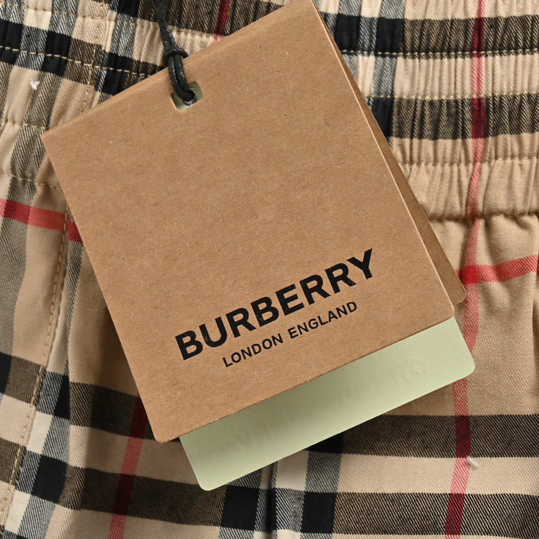 Beige Nylon Check Swim - Men's