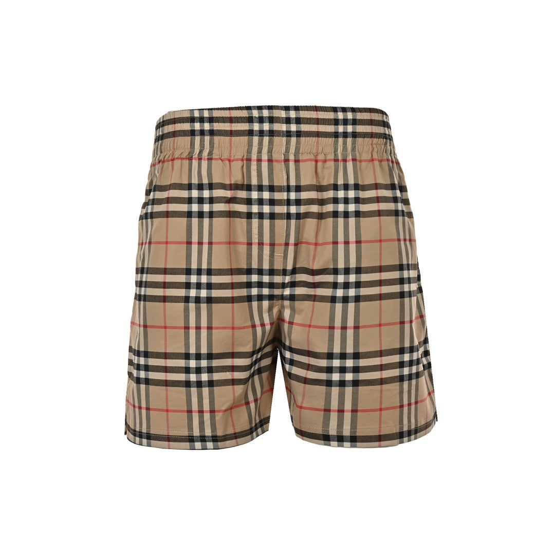 Beige Nylon Check Swim - Men's