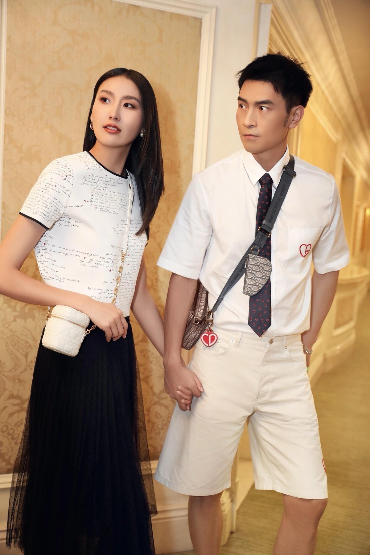Cream Cotton Heart Motif Straight - Men's