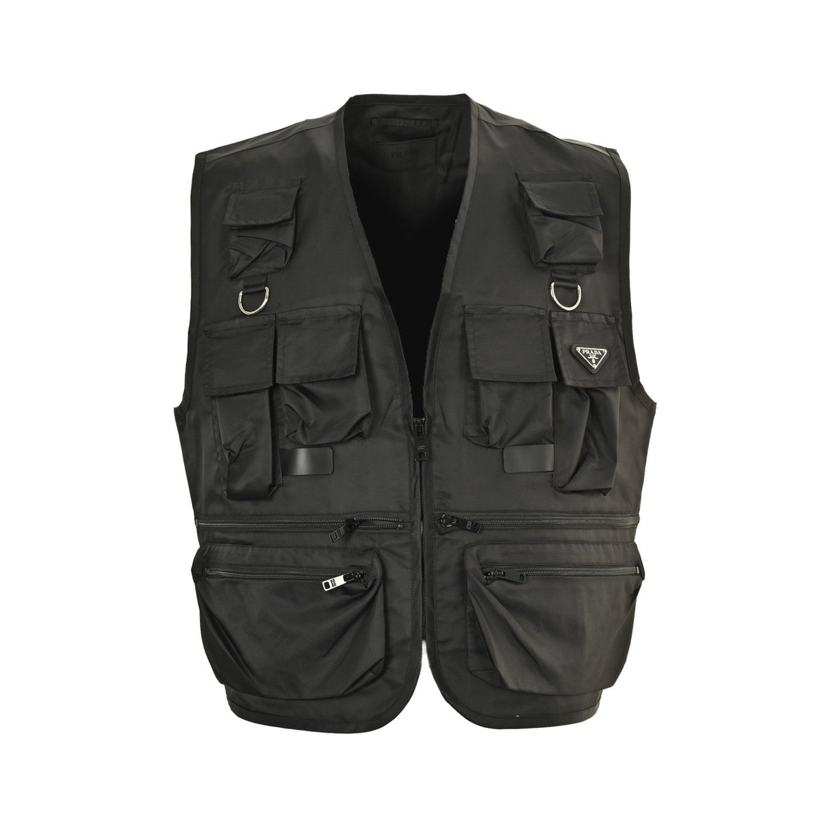 Black Nylon Multi-Pocket Utility Gilet - Men's