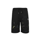 Black Cotton Splatter Print Drawstring - Men's