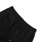 Black Cotton Splatter Print Drawstring - Men's