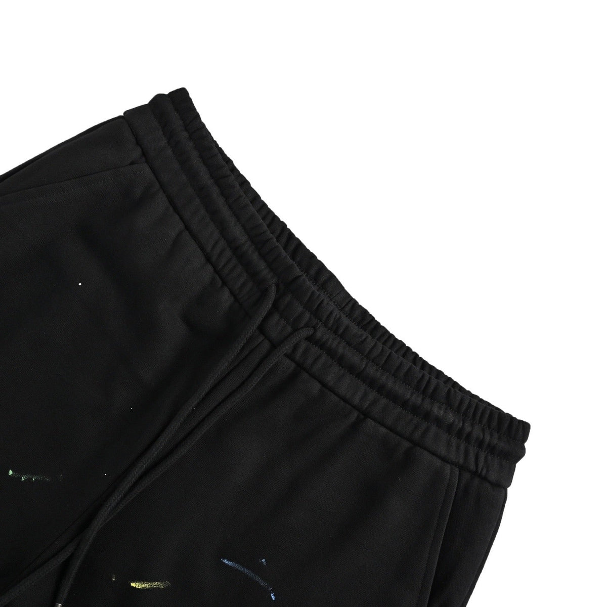 Black Cotton Splatter Print Drawstring - Men's