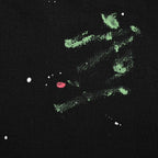 Black Cotton Splatter Print Drawstring - Men's