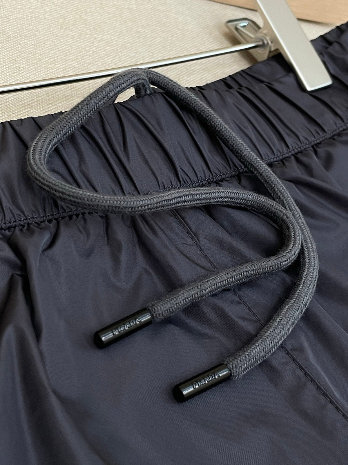 Black Nylon Plain Drawstring - Men's