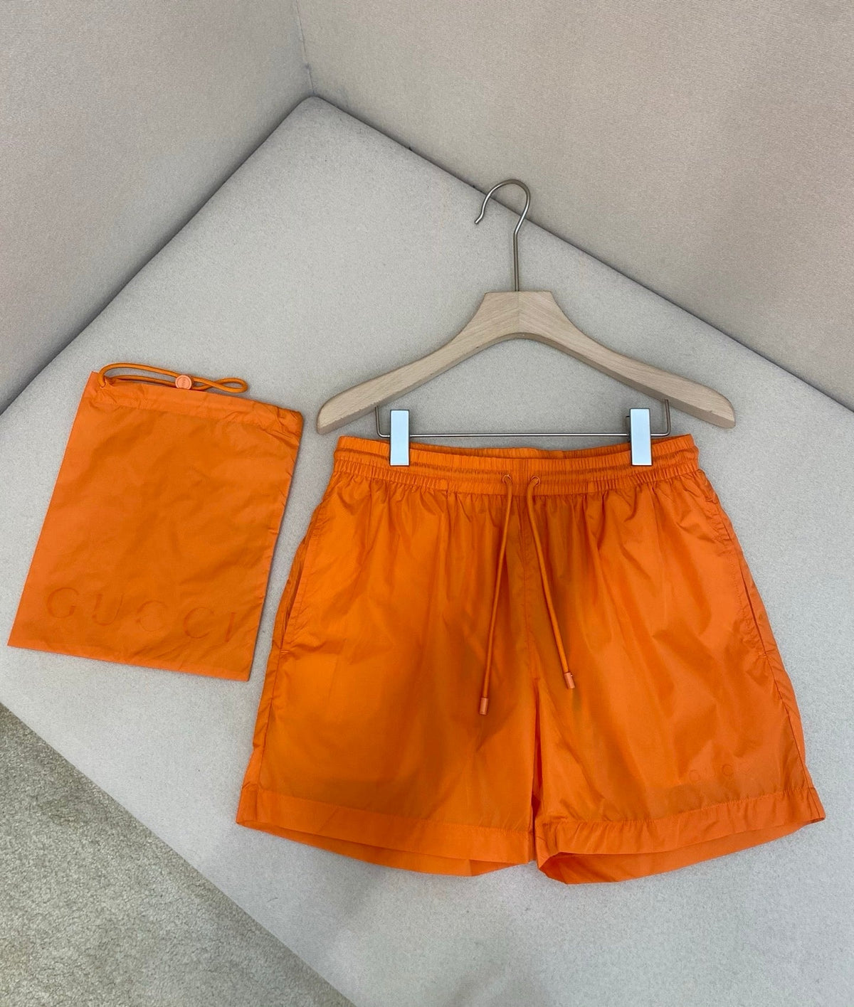Orange Nylon Contrast Tie Swim - Men's