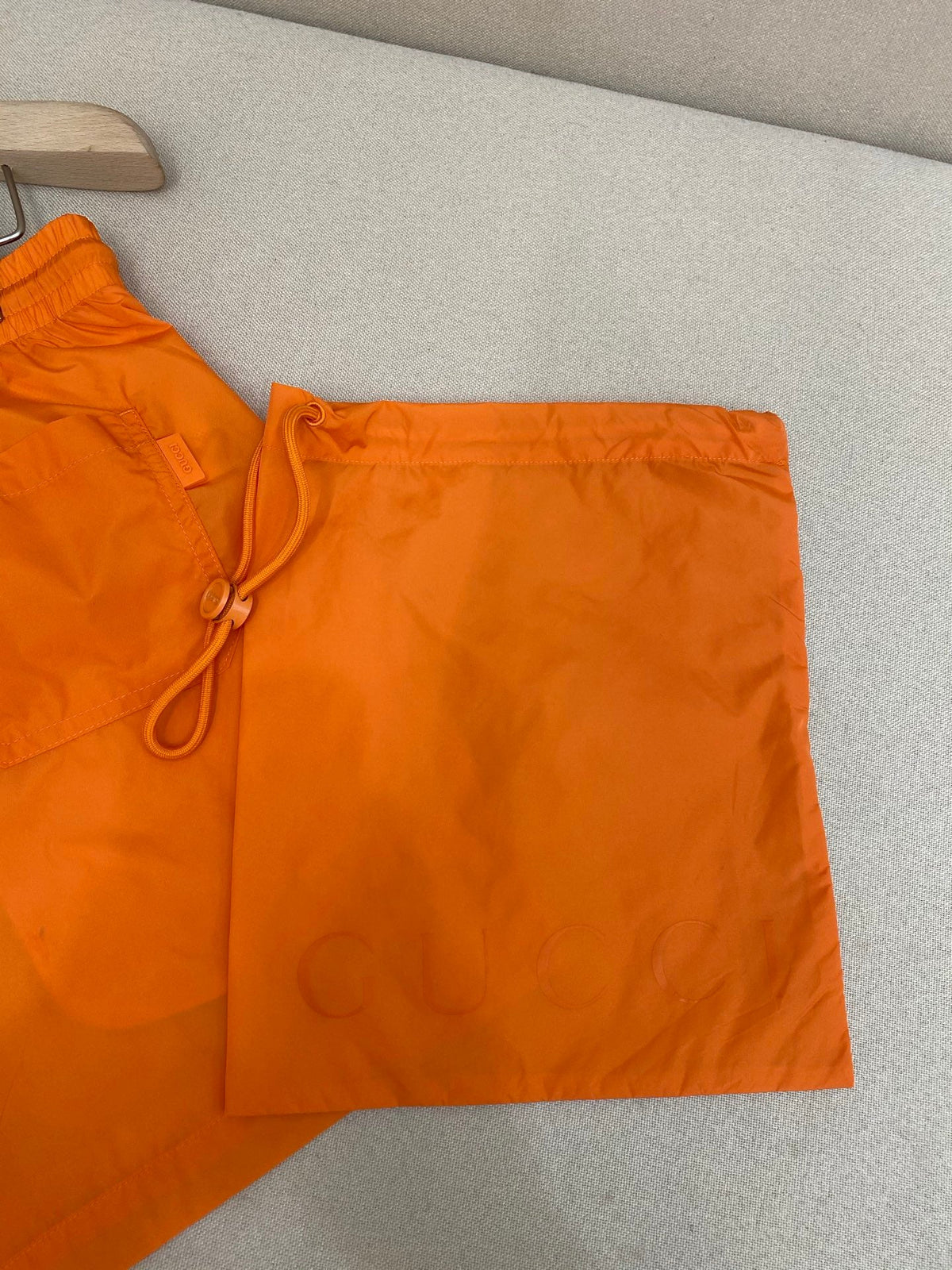 Orange Nylon Contrast Tie Swim - Men's