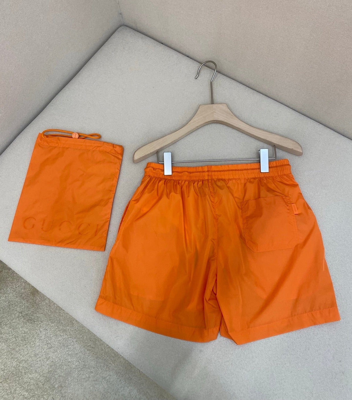 Orange Nylon Contrast Tie Swim - Men's