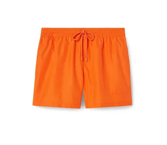 Orange Nylon Contrast Tie Swim - Men's