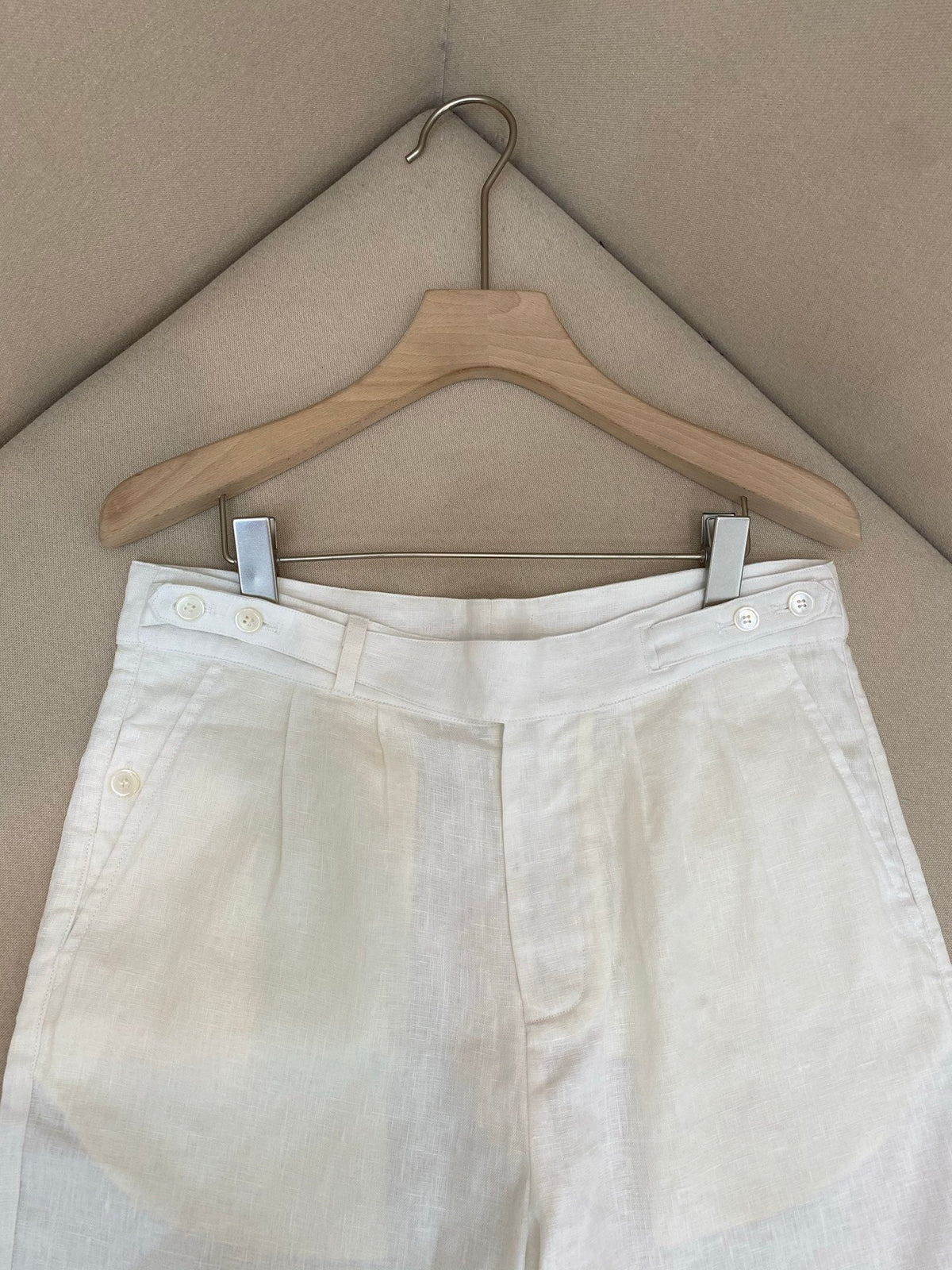 Cream Linen Plain Tailored - Men's