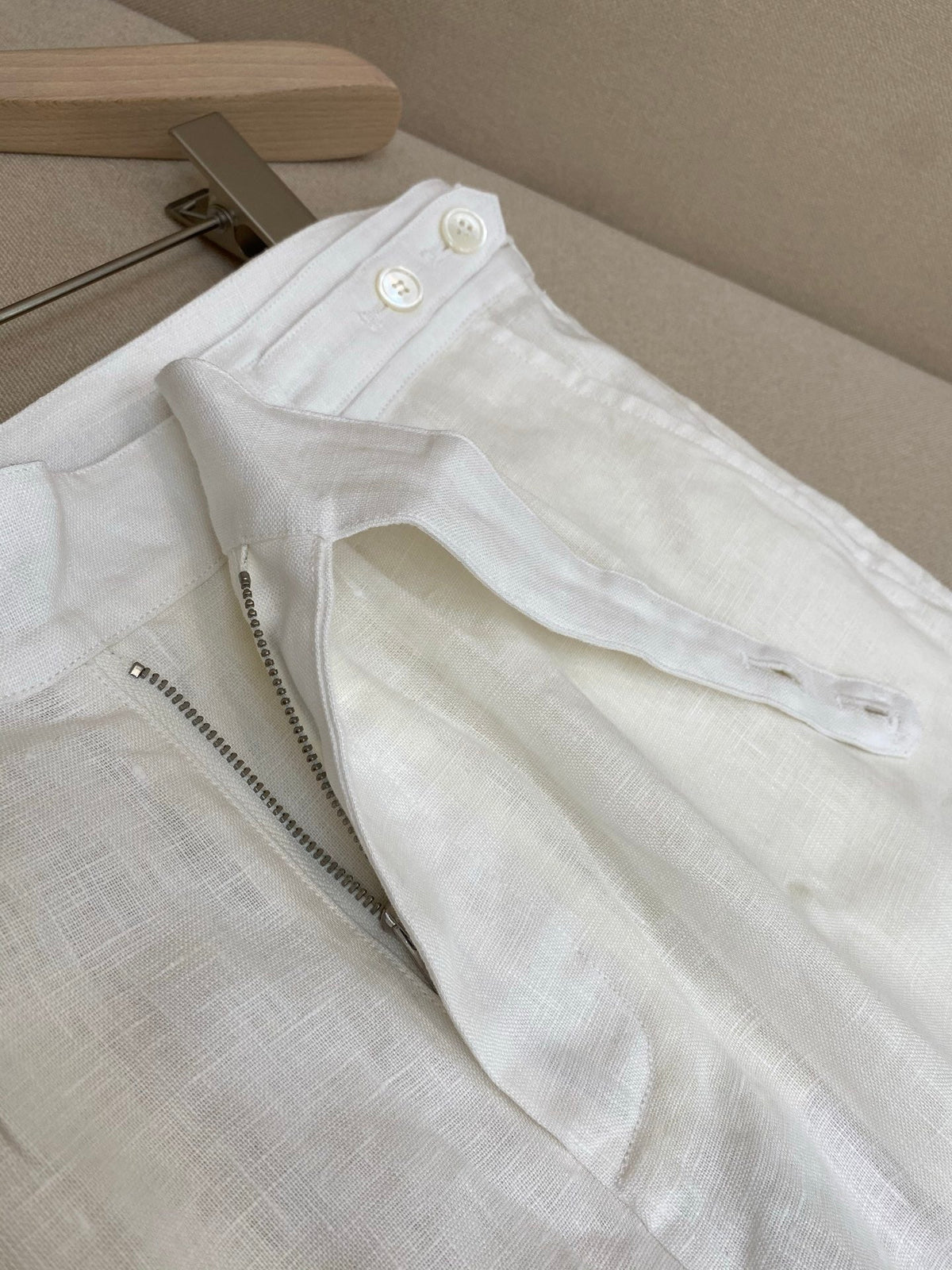 Cream Linen Plain Tailored - Men's