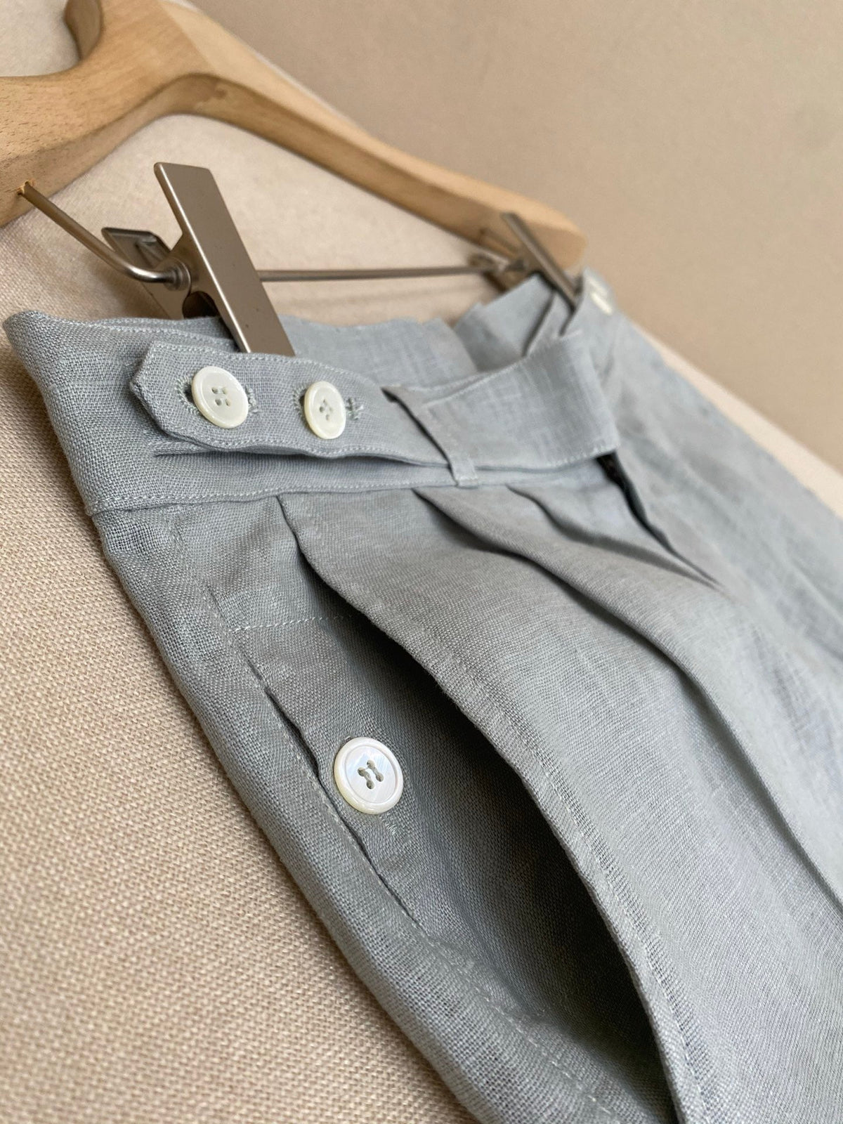 Cream Linen Plain Tailored - Men's