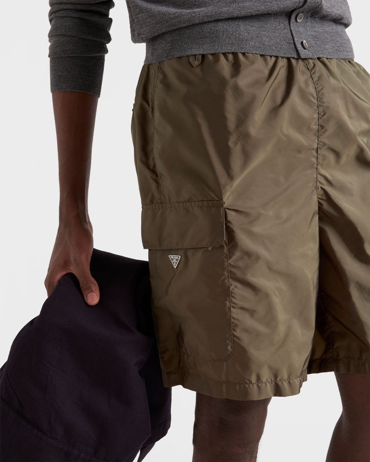 Navy Nylon Plain Cargo - Men's